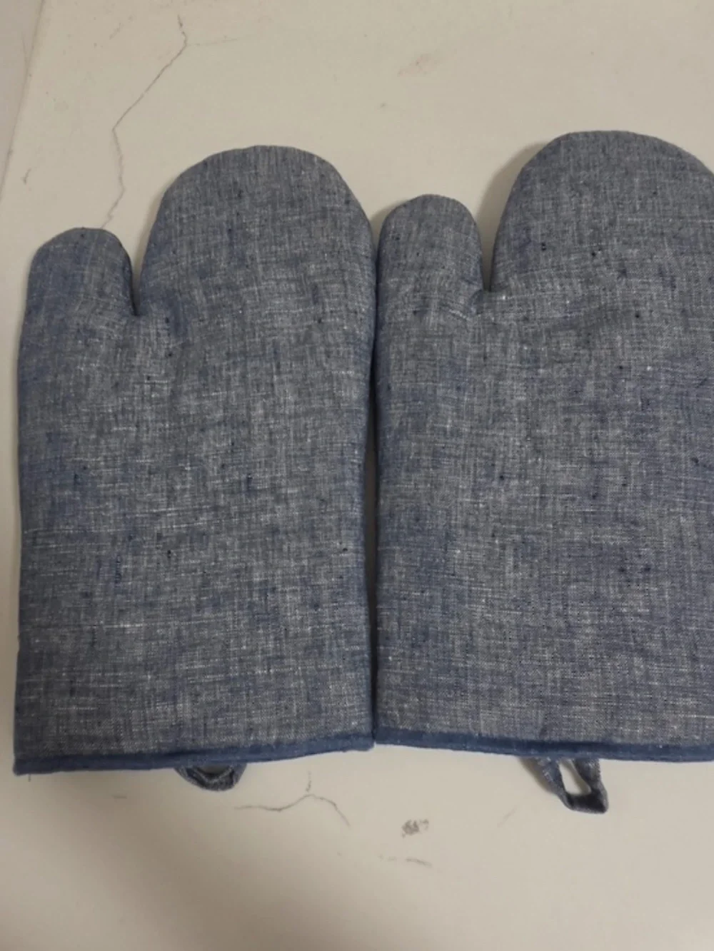 Crate & Barrel Blue Set of Oven Mitts & Potholder